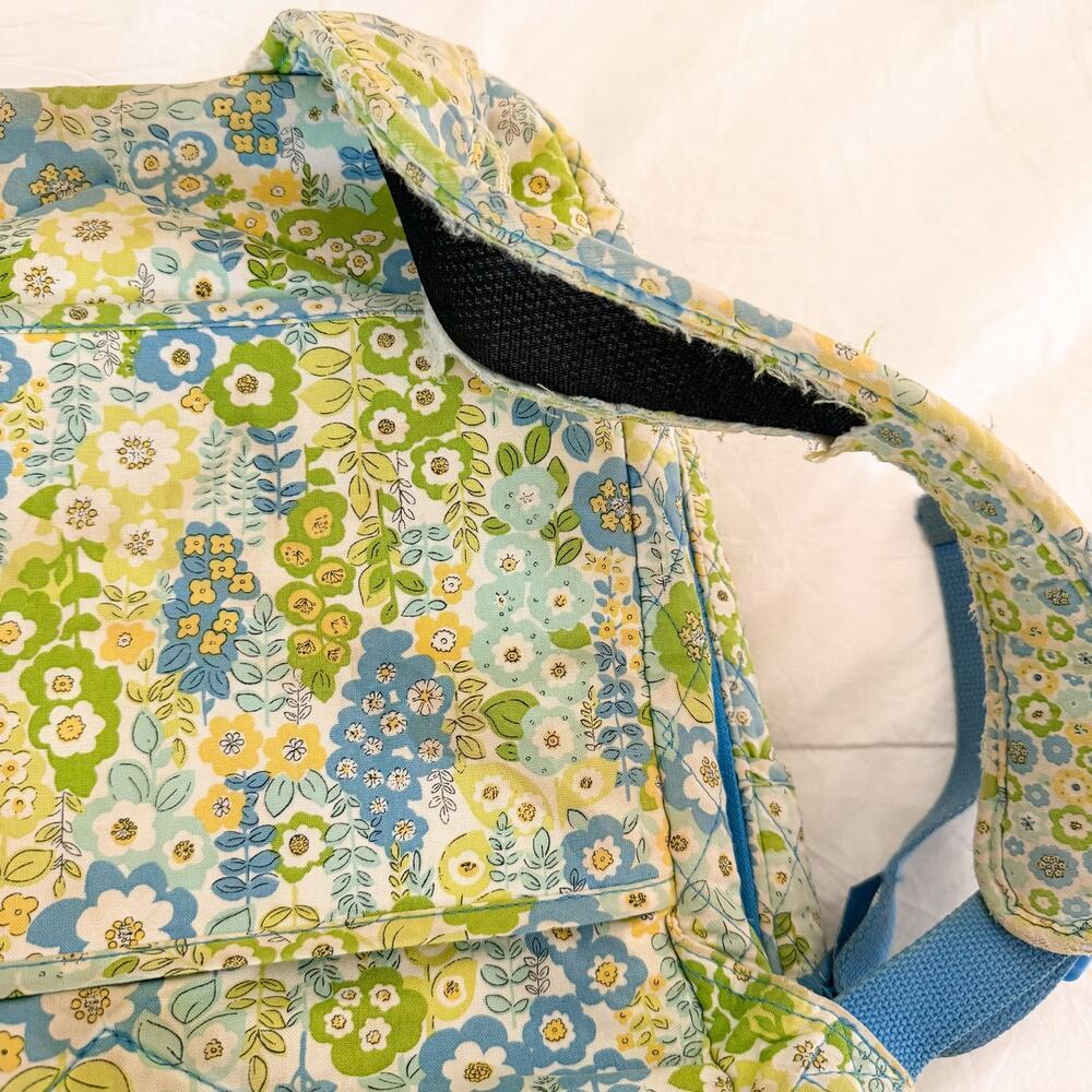 Vera Bradley Floral Laptop Backpack Blue Green Quilted School Travel Bag - Picture 9 of 9